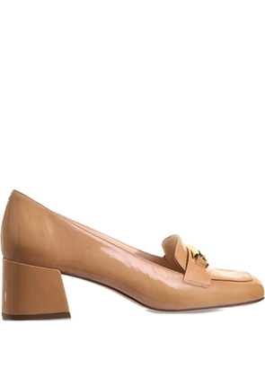 Hogl 40mm Helen patent-leather block-heel loafers - Brown