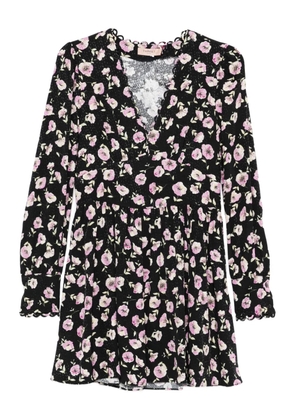 TWINSET floral-print V-neck mini dress - Black