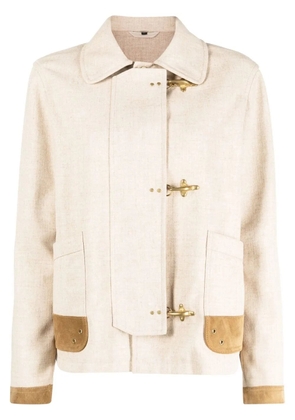 Fay contrasting-trim fitted jacket - Neutrals