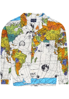 SAINT MXXXXXX World Map notched-collar shirt - White