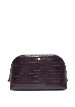 Aspinal Of London crocodile-effect make up bag - Purple