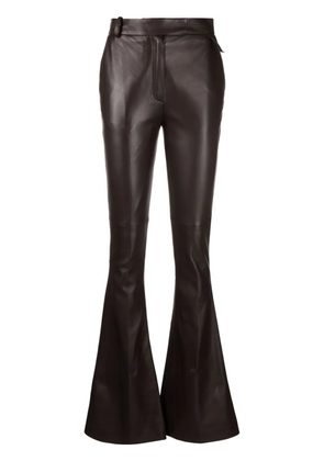 The Attico Piaf leather flared trousers - Brown