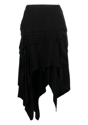 Yohji Yamamoto asymmetric wool-blend midi skirt - Black