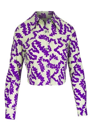 Odeeh floral-print cropped shirt - White