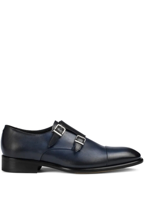 Doucal's leather double-buckle monk shoes - Blue