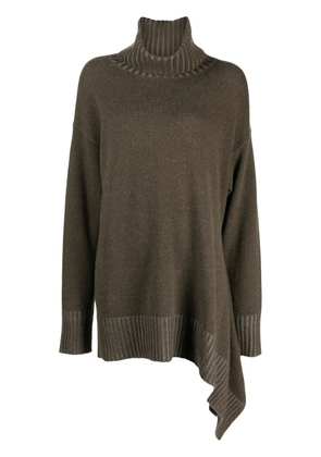 Ziggy Chen roll-neck asymmetric wool jumper - Green