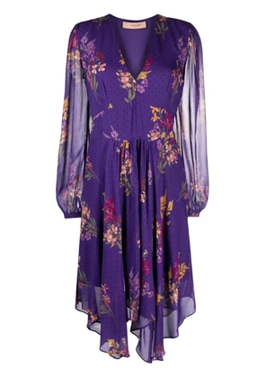 TWINSET floral-print georgette midi dress - Purple