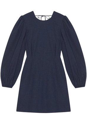 GANNI long-sleeved open-back minidress - Blue