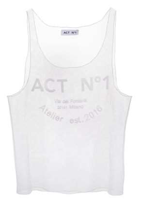 ACT Nº1 logo-print sheer tank top - White
