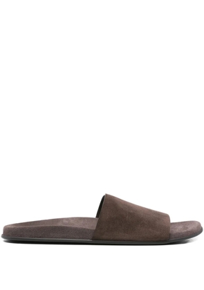 The Row Hugh leather slides - Brown