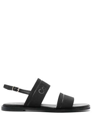 Calvin Klein debossed-logo leather sandals - Black