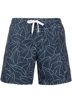 Brioni leaf-print swimming shorts - Blue