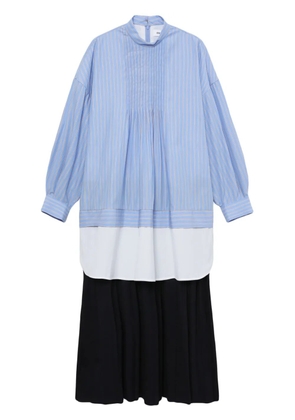 Enföld pinstripe-print layered cotton dress - Blue