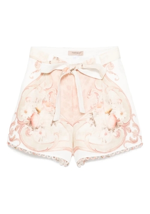 TWINSET printed linen shorts - Neutrals