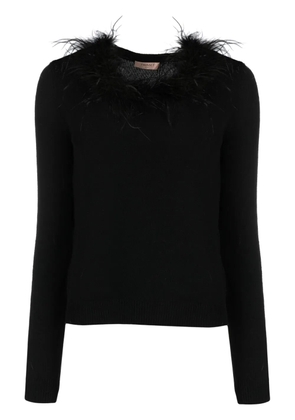 TWINSET ostrich-feather fine-knit jumper - Black