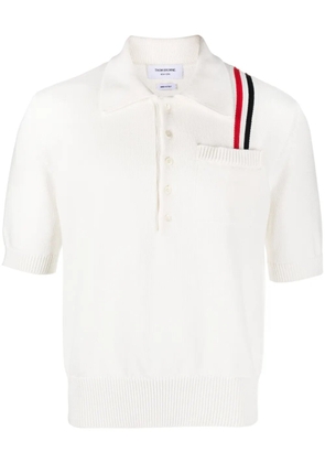 Thom Browne RWB-stripe knitted polo shirt - White