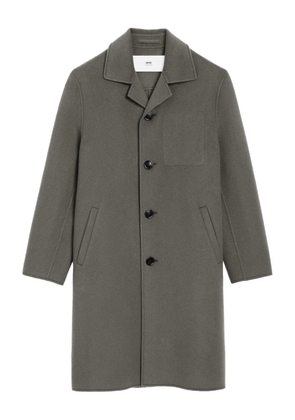 AMI Paris heart-embroidered wool coat - Grey