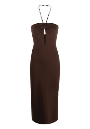 The Attico halterneck midi dress - Brown