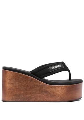 Coperni logo-patch wooded-platform sandals - Black