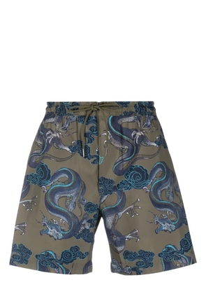 Maharishi dragon-print swim shorts - Green