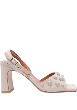 ANGEL ALARCON 85mm leather sandals - White
