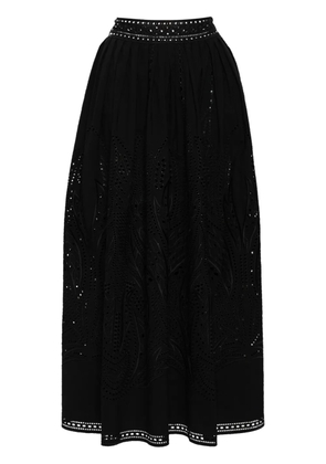 Alberta Ferretti lace-detail maxi skirt - Black