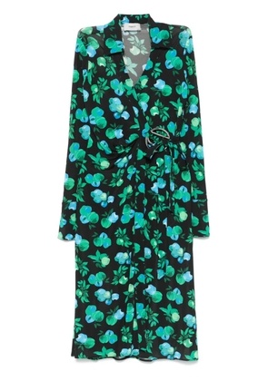 Coperni C-logo print wrap dress - Black