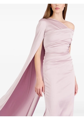 Talbot Runhof asymmetrical-neck cape-embellished gown - Pink