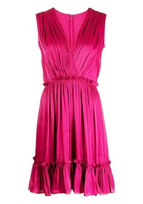 Costarellos V-neck flared minidress - Purple