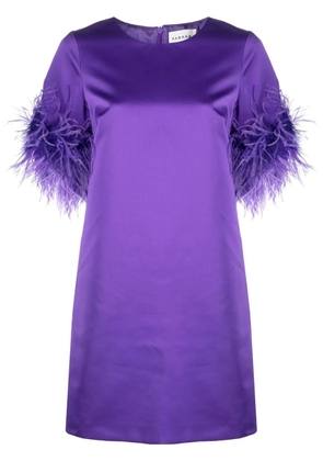 P.A.R.O.S.H. feather-trim satin dress - Purple