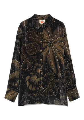 FARM Rio palm-print button-up shirt - Black