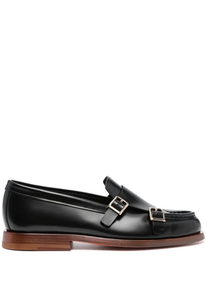 Santoni double-buckle leather loafers - Black