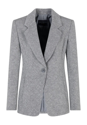 Emporio Armani herringbone single-breasted blazer - Grey