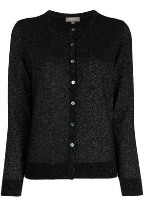 N.Peal fine-knit lurex cardigan - Black