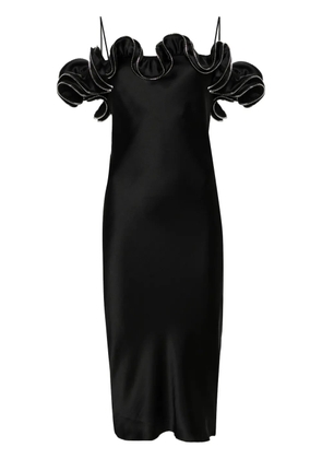 Coperni zipped-ruffles satin dress - Black