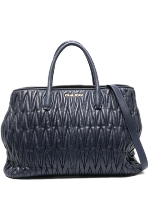 Miu Miu matelassé-effect logo-detail tote bag - Blue