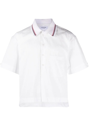 Thom Browne short-sleeve seersucker cotton shirt - White