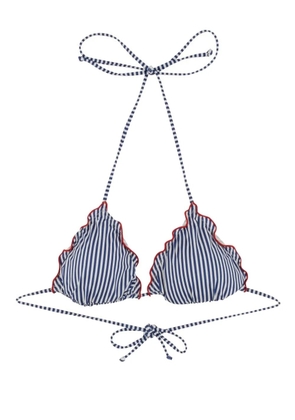 MC2 Saint Barth striped-pattern ruffled-details bikini top - Blue