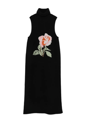 Nanushka rose-embroidery turtleneck dress - Black