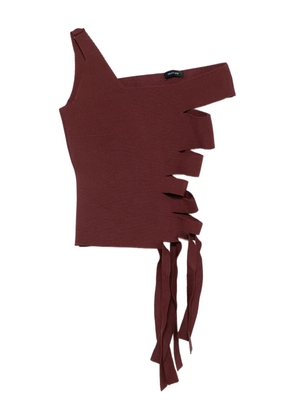 Mugler one-shoulder cut-out top - Red