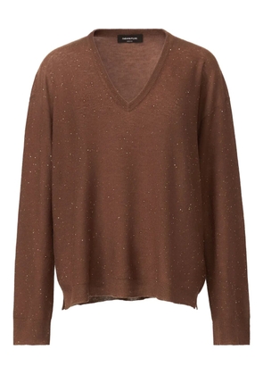 Fabiana Filippi sequin-embellished V-neck jumper - Brown