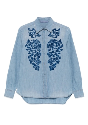 Ermanno Scervino floral-embroidered denim shirt - Blue