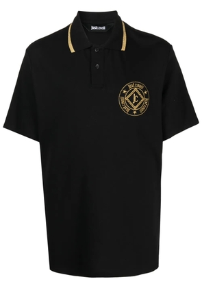 Just Cavalli embroidered-logo cotton polo shirt - Black