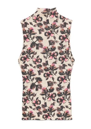 Nanushka floral-print turtleneck top - Neutrals