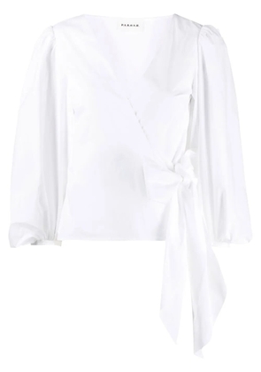 P.A.R.O.S.H. side-tie crop-sleeve blouse - White