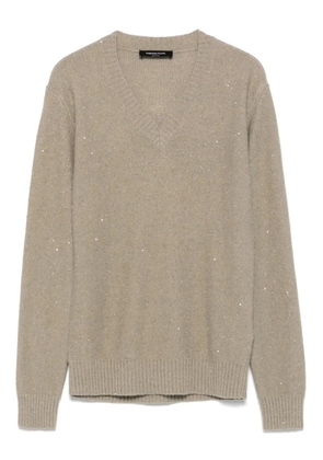 Fabiana Filippi sequin-embellished v-neck sweater - Green