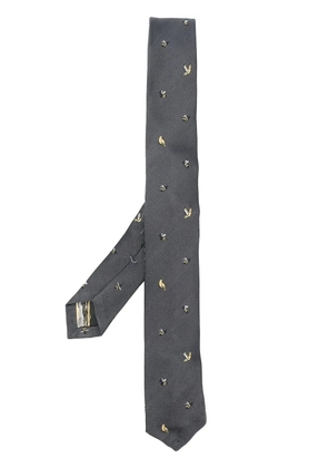 Thom Browne embroidered silk tie - Grey