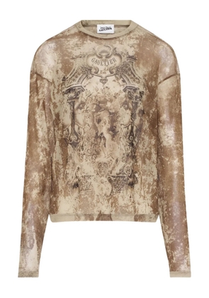 Jean Paul Gaultier medallion-print long-sleeved T-shirt - Neutrals