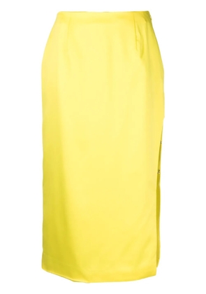 GCDS satin-finish high-waisted skirt - Yellow
