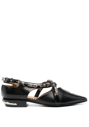 Toga Pulla buckled leather ballerina shoes - Black